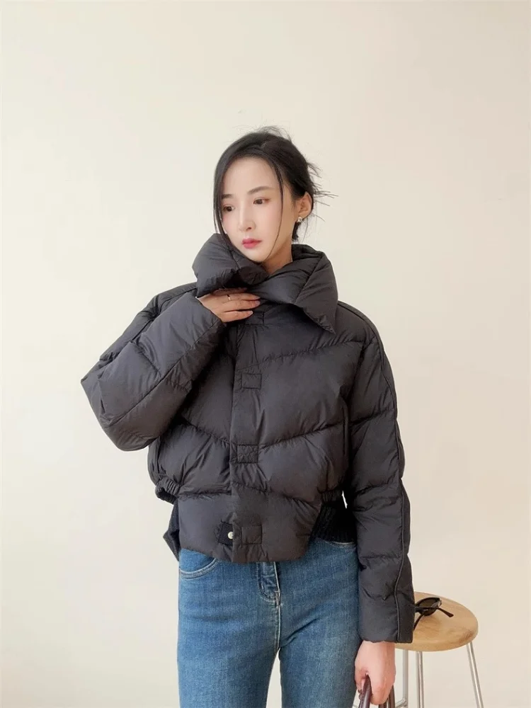 Winter Jackets Woman 2024 High-waisted American Short Lapel Down Jacket Thick Warm Loose Fashion Single-breasted Clothing Female