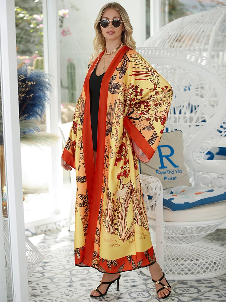 Cover-Up Boho grande taille, Cardigan Long à manches longues imprimé Tribal pour femme