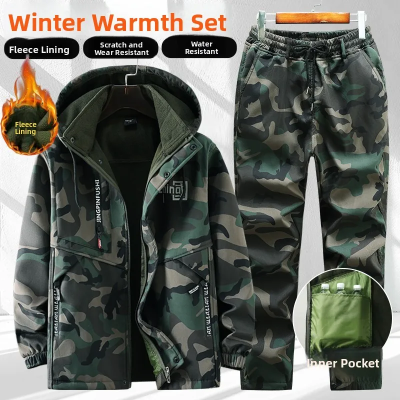 

Утепленный зимний мужской костюм для активного отдыха и альпинизма: ветрозащитный, водонепроницаемый, теплосберегающий рабочий комплект, промышленная одежда