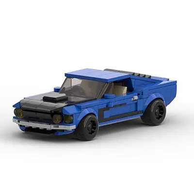 MOC '69 Fored Mustanged Boss 302 스피드 챔피언 블루 스포츠카 빌딩 블록 브릭 세트, 남아 및 여아용 어린이 장난감 선물