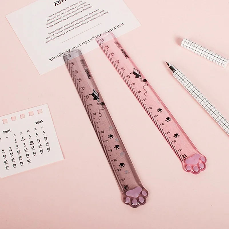 Cute Cat claw Ruler Multifunction DIY Drawing Tools Student Rulers Double-duty School Office Supplies Escolar