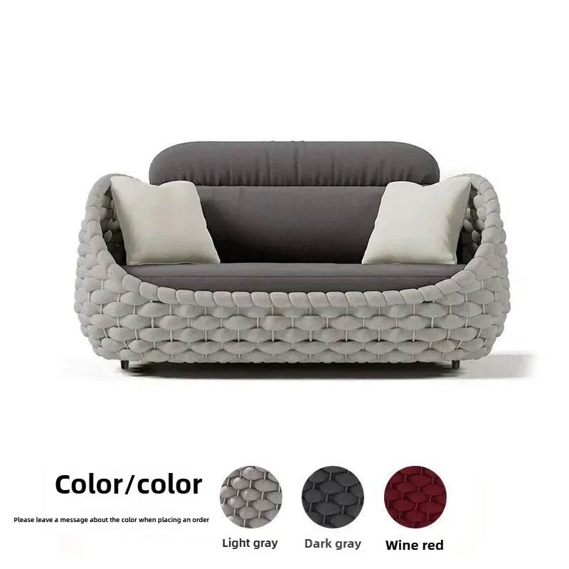 Tuinset van rotan met kussens, wicker loveseat, geschikt voor tuin, achtertuin, veranda, weerbestendig en duurzaam