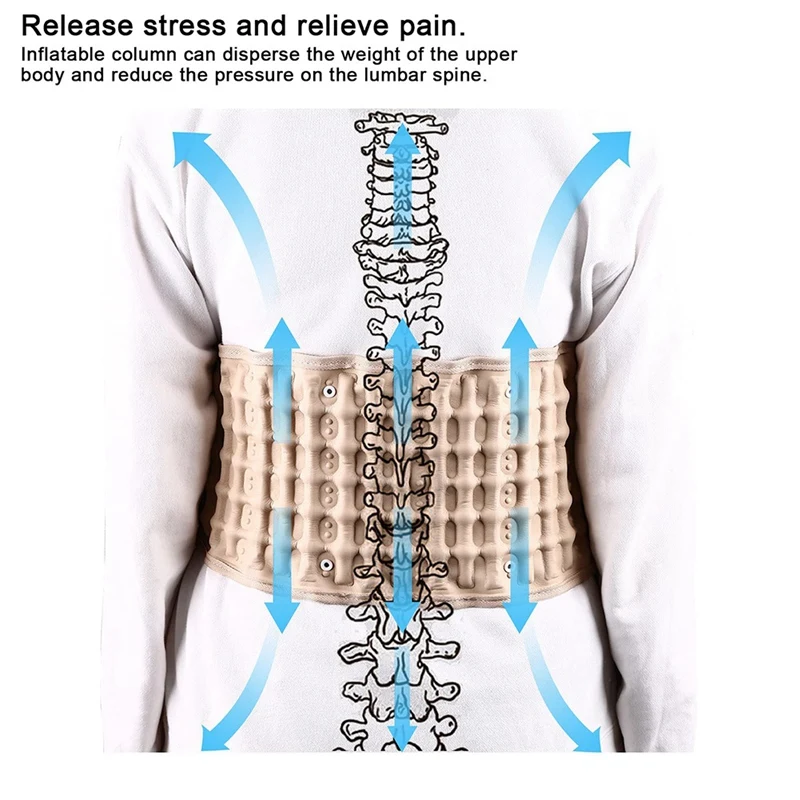 Nadmuchiwany pasek z klamrą do wyciągu w talii, kręgosłup, stabilizator lędźwiowy, tylny pas, ból pleców, masażer Unisex