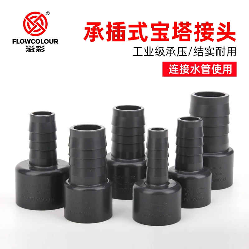 Flowcolour GREY UPVC Socket Hose Adapter Barb Connector Hose Connector Soft and Hard Quick Connect Water Pipe Grey