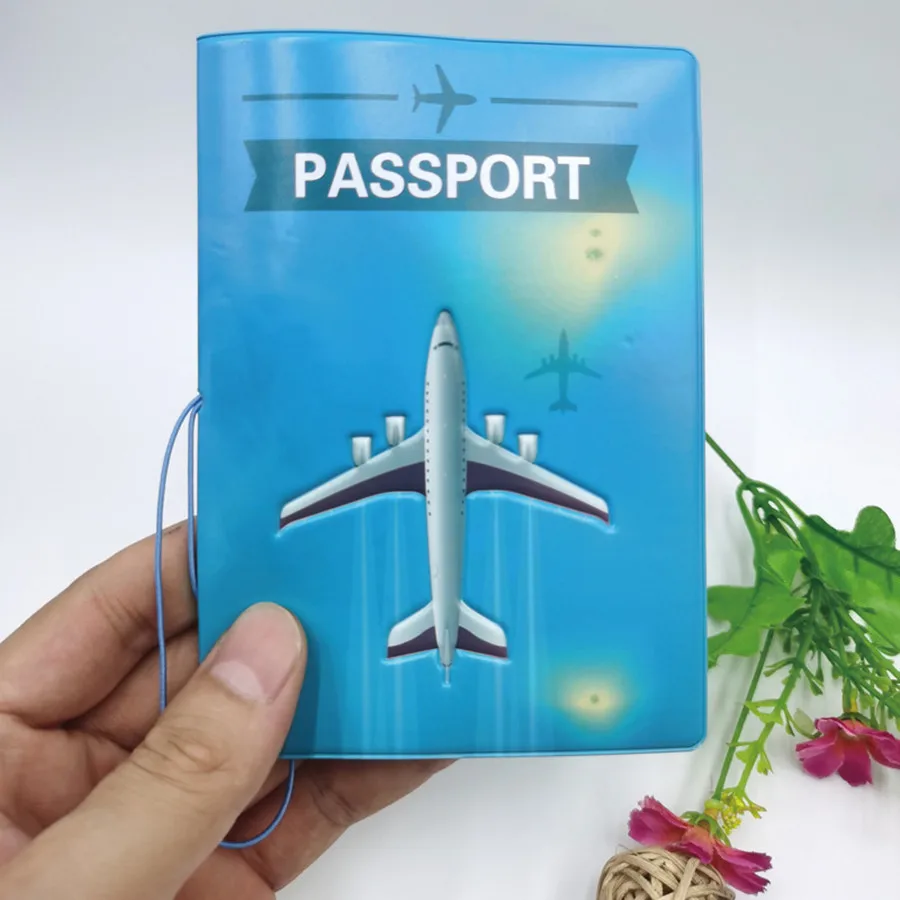 1 Piece 3D Plane Travel PVC Passport Case/Cover Passport Holder/Wallet School Supplies Stuff for Students Man and Women