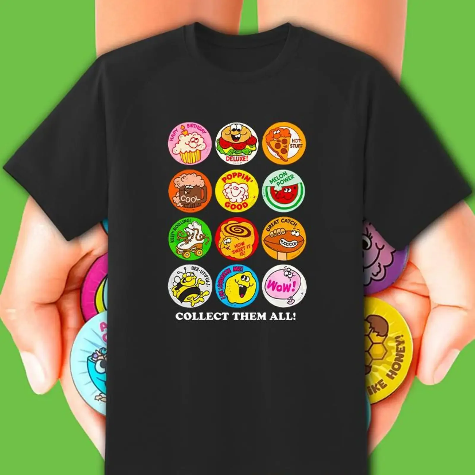 Scratch and Sniff Stickers Logo T Shirt Adult Youth Sizes Fast Shipping vintage Washed fashion Comfortable streetwear Soft