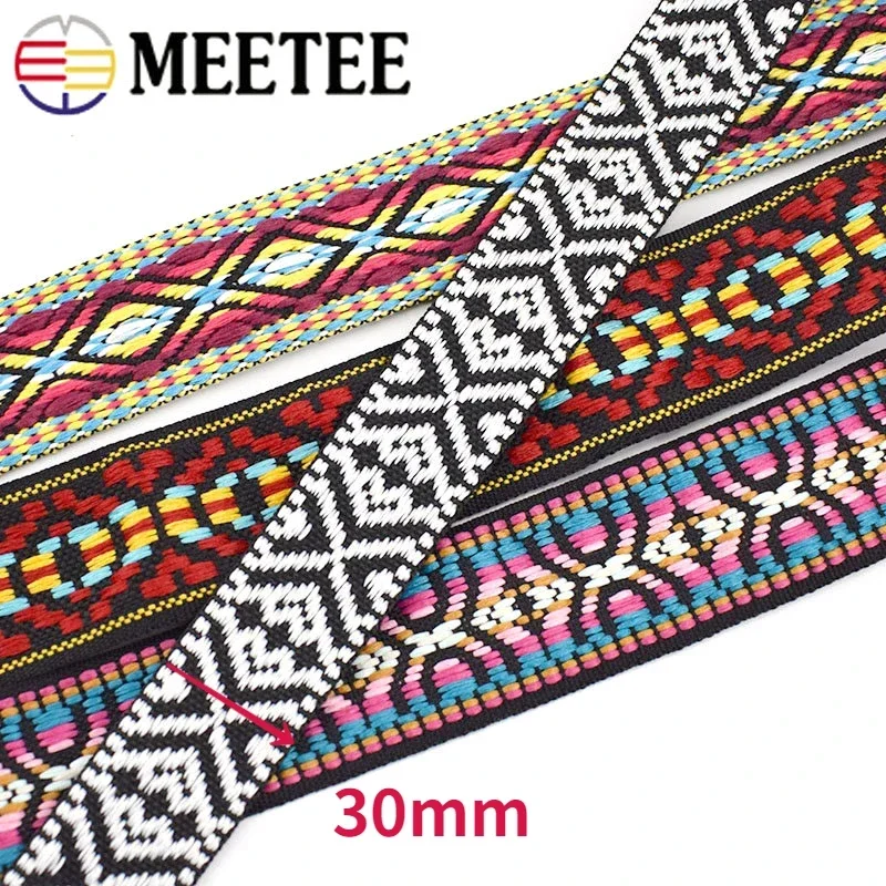 5/10Yards 28-35mm Polyester Ethnic Jacquard Webbing Ribbon for Clothes Bag Strap Decor Tape DIY Hometextile Sewing Accessories