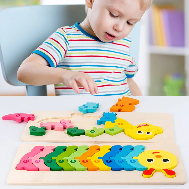 Wooden Puzzles Cartoon Dinosaur Giraffe Rabbit Cars Matching 3D Puzzle Board Game Wooden Montessori Toys Kid's Christmas Gifts