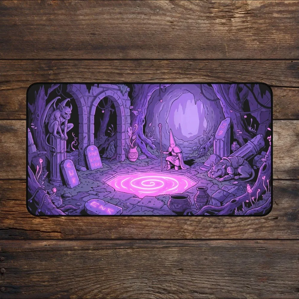 Purple Wizard MTG Playmat Funny Dungeon TCG Commander Magic The Gathering Mousepad & Deskmat With Zones desk accessories