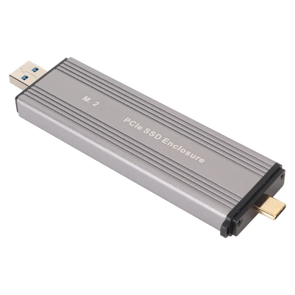 Aluminum Alloy M.2 NVMe SSD Enclosure Type C (Not Inclube Hard Disk) PCIe SSD Enclosure Dual Connector USB3.2 Gen2 Enclosure