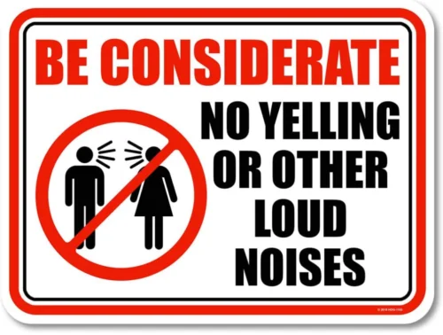 Metal Plate Sign Warning Considerate No loud Noise Yelling Home Wall Cave Decor