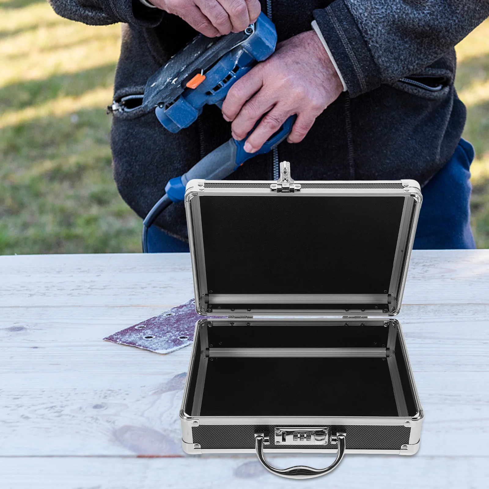 Aluminum Alloy Toolbox Organizer Coded Lock Portable Tool Case Large Capacity Metal Tool Box Handle for Craftsman DIY Projects