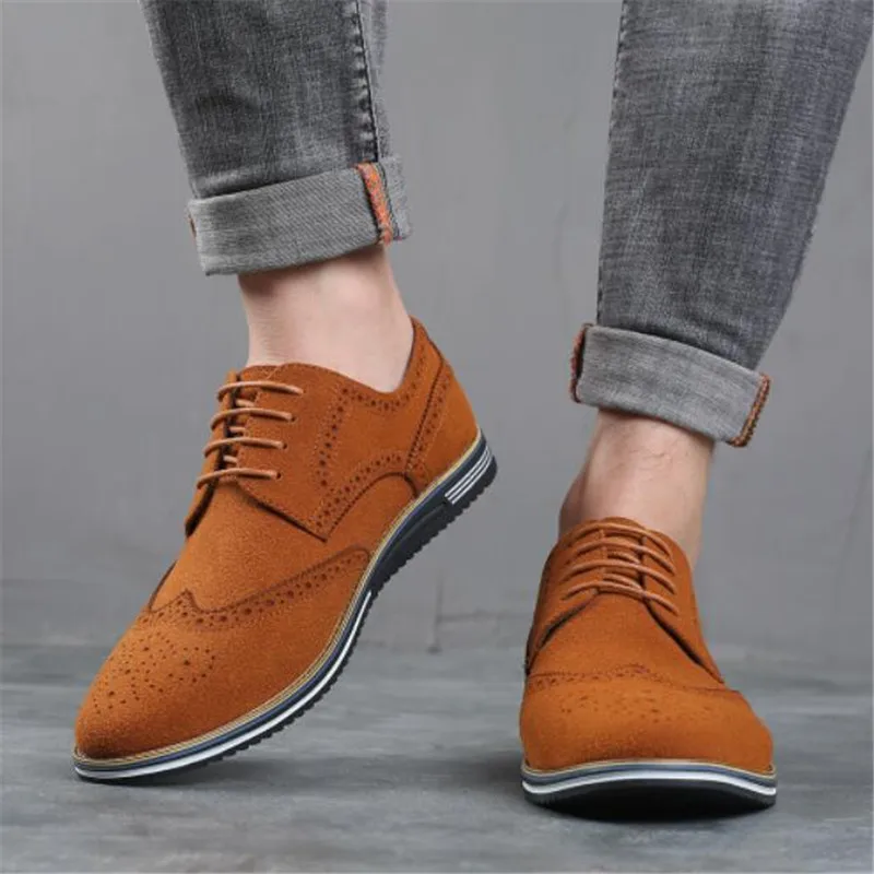 Chaussures Oxford en cuir suédé pour hommes, baskets formelles confortables, chaussures plates pour hommes, marque de haute qualité, mode