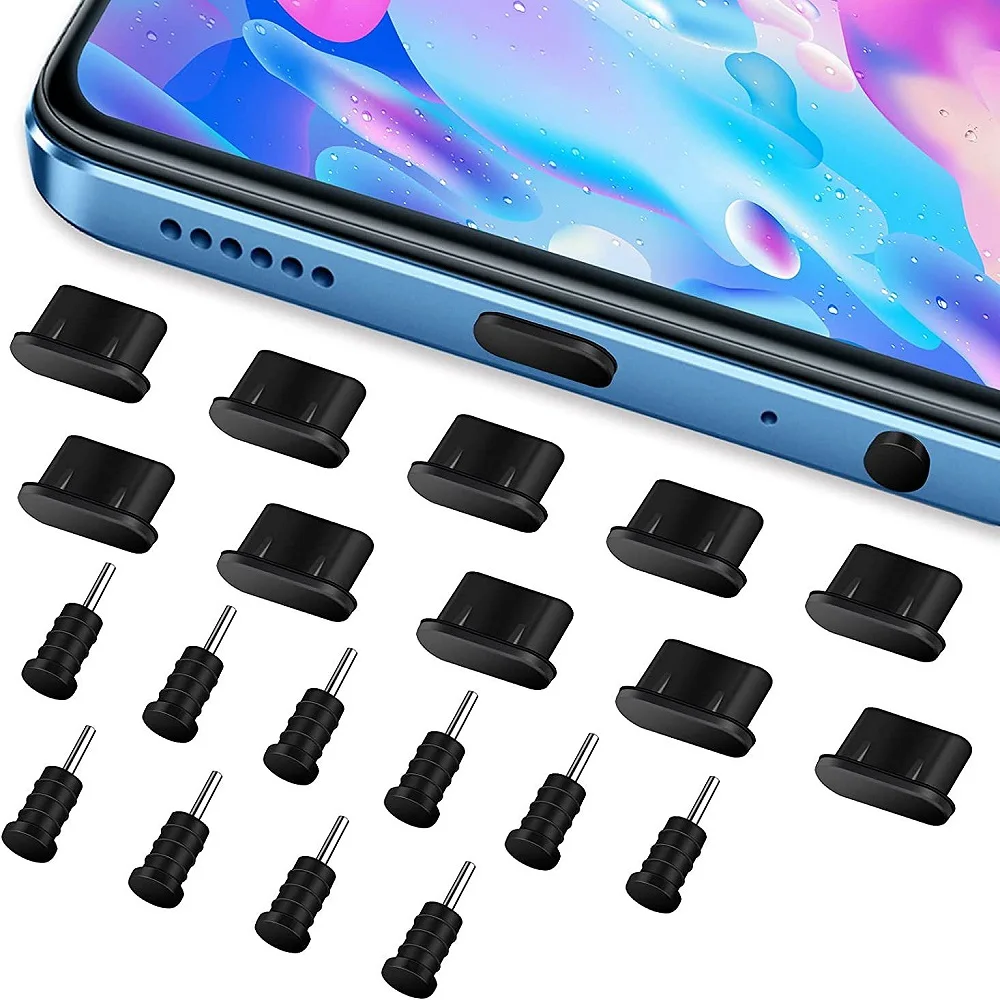 

10PCS Dust Plug Dust Cap Data Plug Charging Port Headphone Plug Silicone Suitable for Iphone Type-C Android Phone Accessories