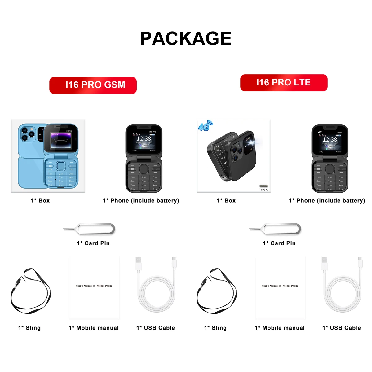 SERVO I16 PRO 2G GSM/4G LTE Foldable Mini Mobile Phone 2 SIM Card Speed Dial Magic Voice Flashlight 1.77'' Screen Flip Cellphone