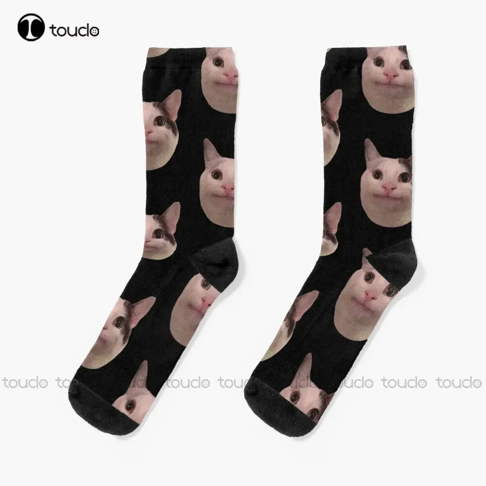 Polite Kitty Cats Socks Men Personalized Custom Unisex Adult Teen Youth Street Skateboard Socks Custom Gift Funny