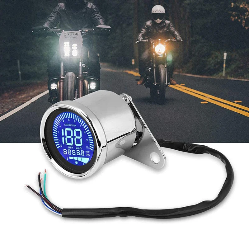 Nuoxintr Motorcycle Tachometer LED LCD Speedometer Fuel Gauge Assembly Universal For Harley Honda Yamaha Kawasaki Suzuki BMW KTM