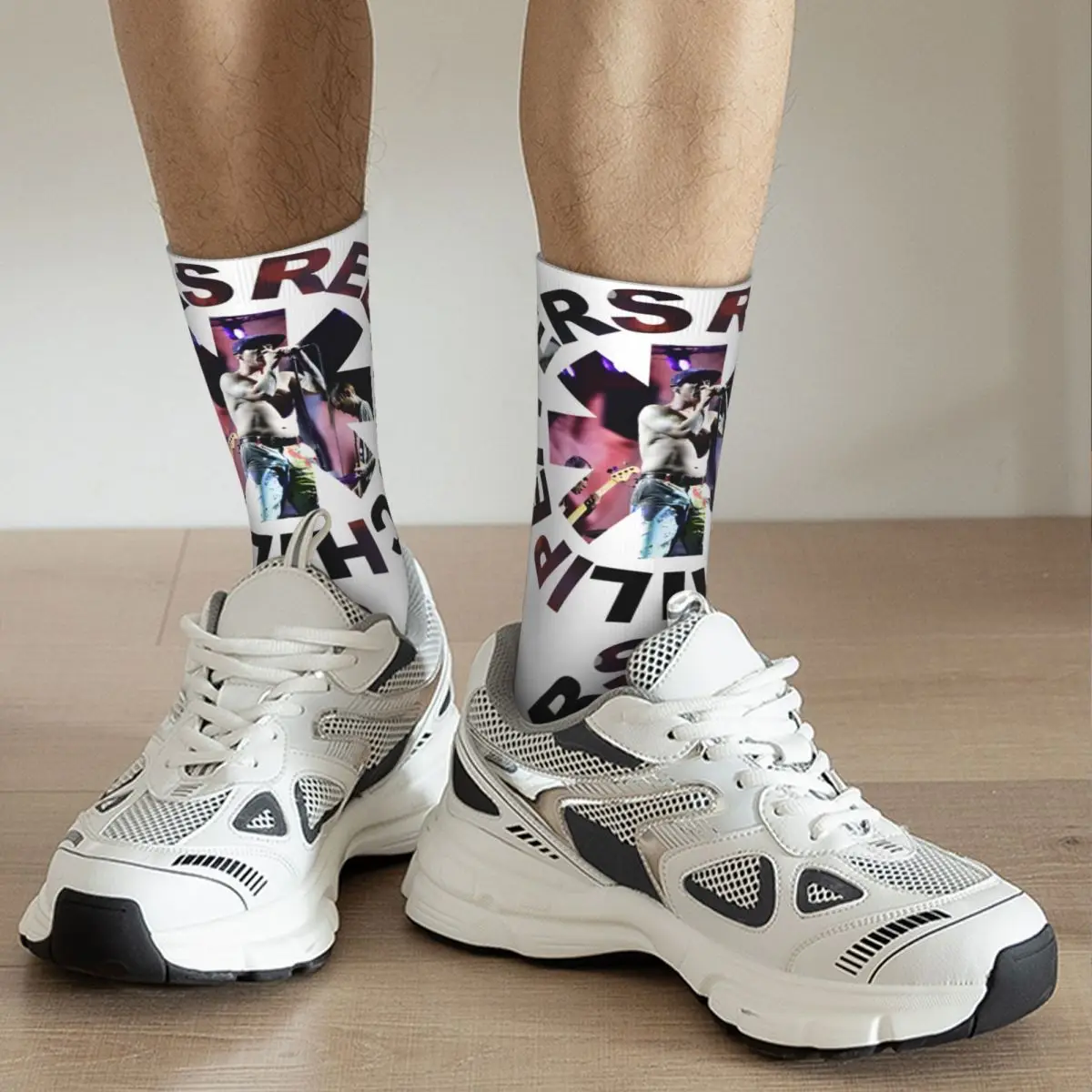 Men's Retro Red Compression Socks, Harajuku Padrão Impresso Novidade Crew Sock, Unisex, Hot