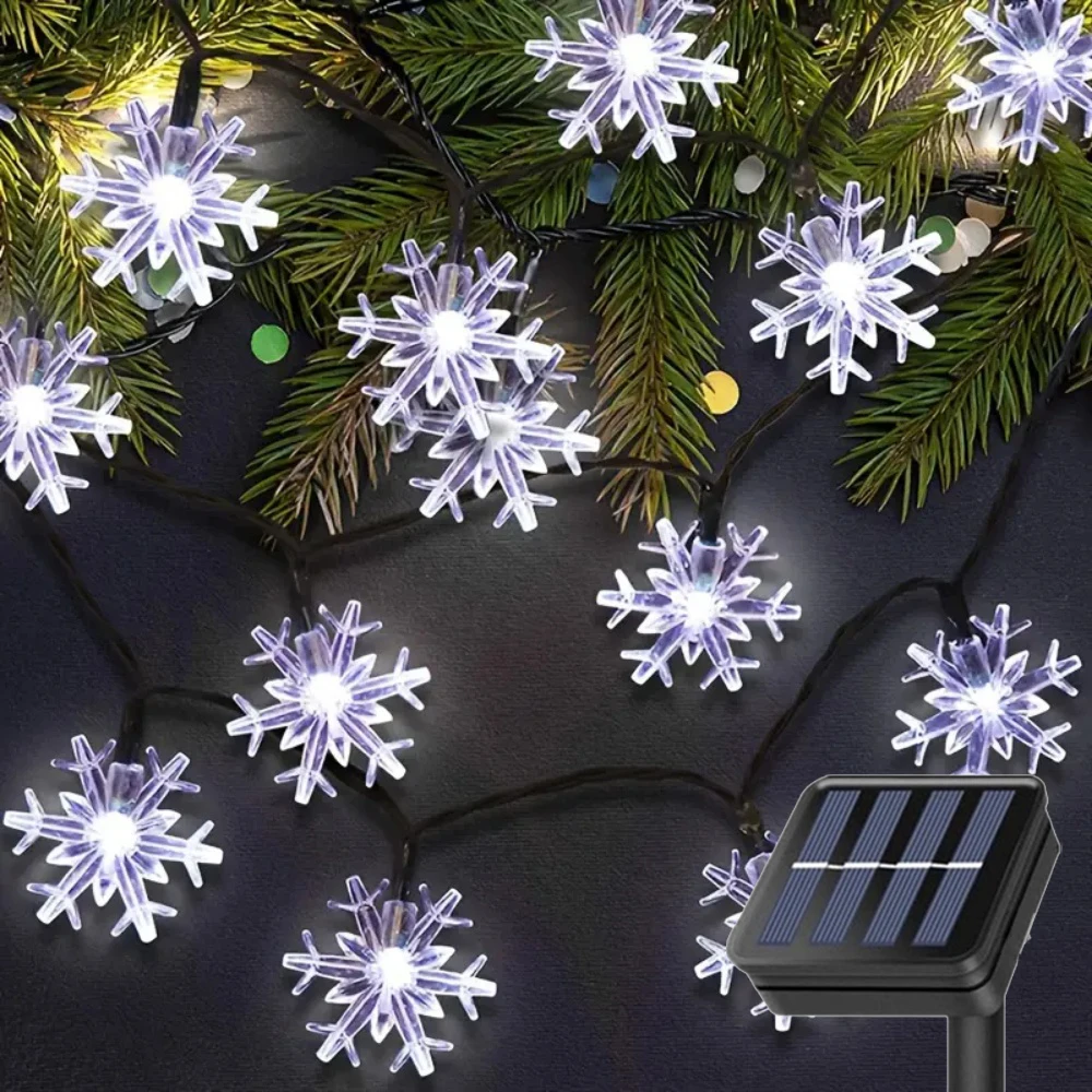 

Festoon Solar LED Snowflake Fairy String Lights for Outdoor Garden Christmas Tree Garland Lamp Wedding Party Home Decoration