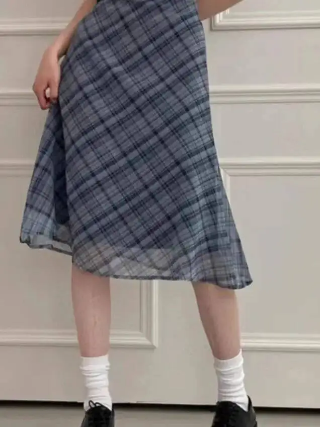 Sweet Skirts Chic Plaid Mini Skirt High Waist A-Line Korean Sle Commute Spring New Arrival Women's Fashion Mid-Length Skirts I3G