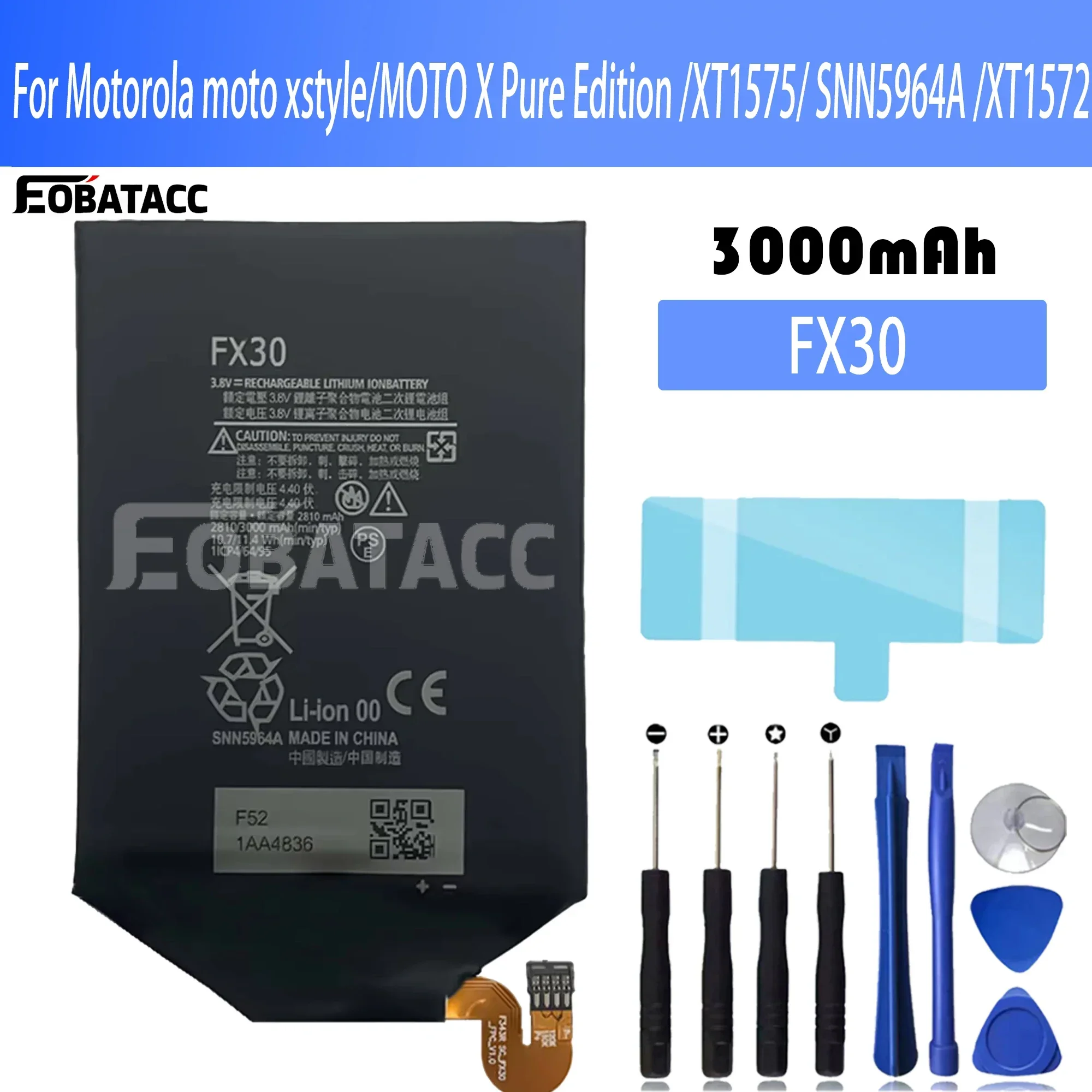 100% New Original Battery  FX30 For moto xstyle/MOTO X Pure Edition XT1575 SNN5964A XT1572  Battery + Free Tools