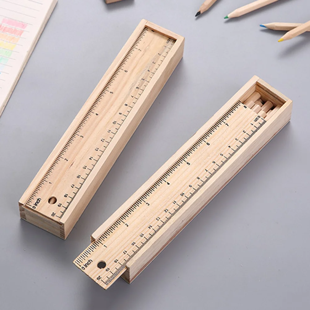 Creative Drawer Type Pen Box Portable Wooden Pencil Case Simple Stationery Storage Case for School Kids