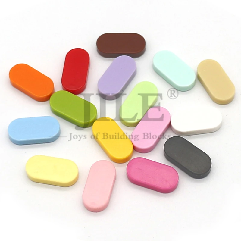 50 Stück Moc 1126 Fliesen Rund 1x2 Oval Elliptisch Pillenförmig Bausteine Klassisches Zubehör Kompatibel mit Bausteinen Konstruktion DIY Spielzeug