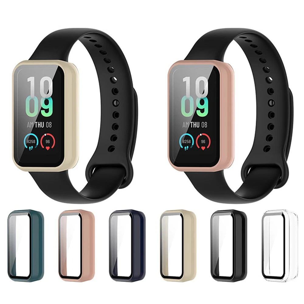 ل Amazfit Band7 ساعة واقية حالة الكمبيوتر + خفف فيلم المتكاملة واقية ساعة استبدال الملحقات