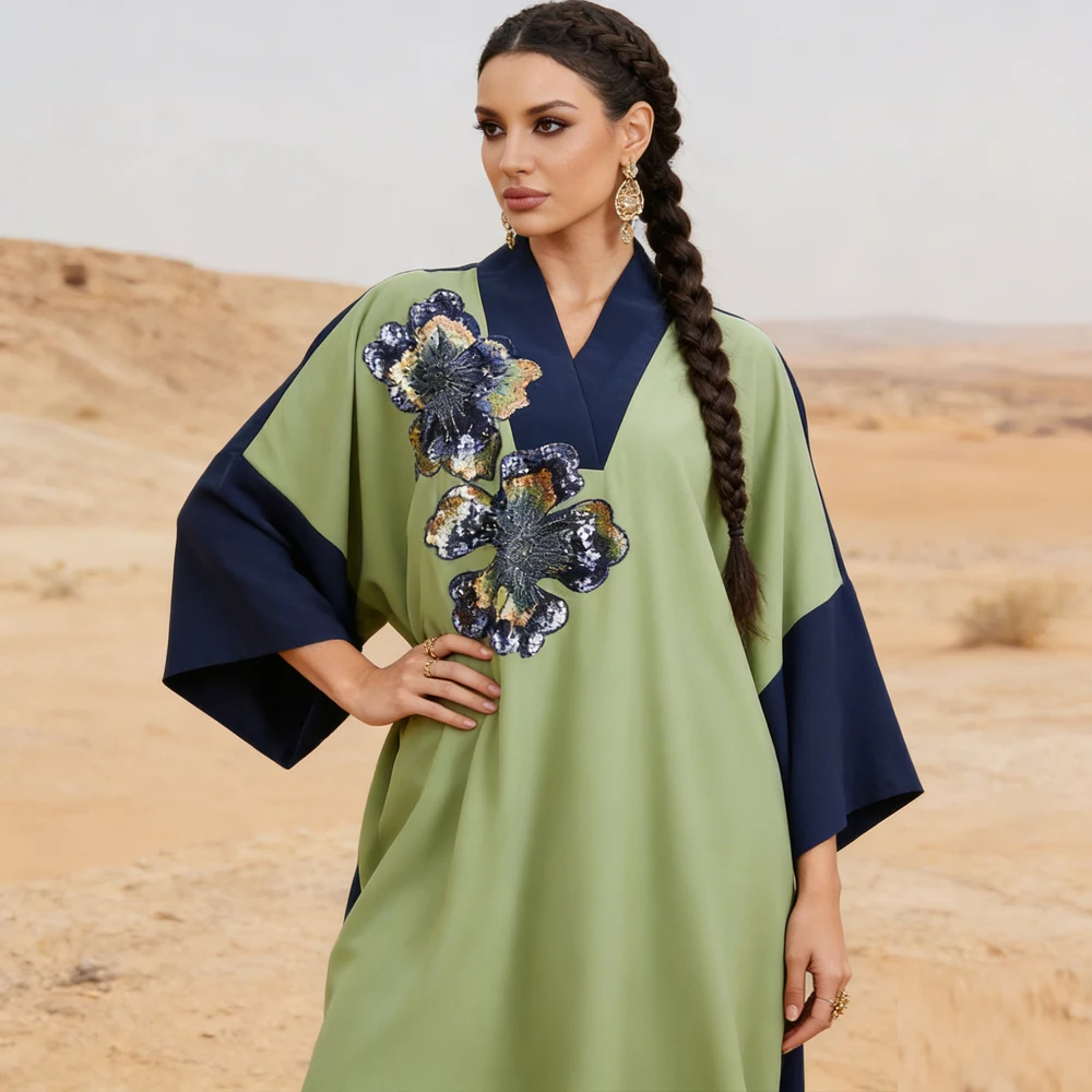 

Women Muslim Dresses Morocco Kaftan Dubai Abaya Sequin Embroidery Jalabiya Femme Musulmane Vestidos Turkey Kebaya Robe Djellaba