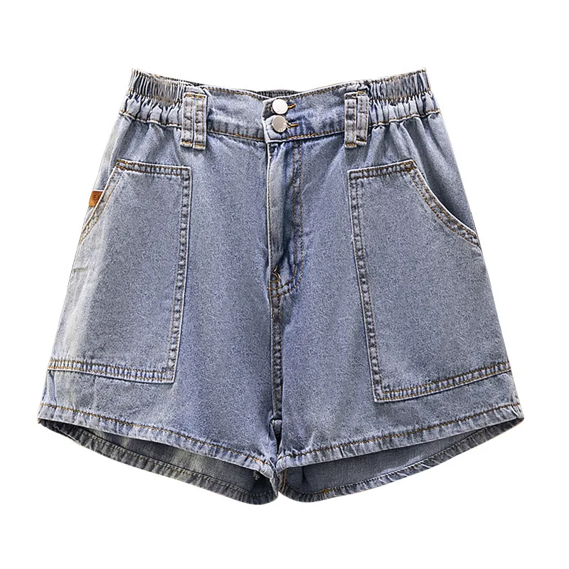 New 2022 Summer Plus Size Women Jeans Shorts For Women Large Size Blue Pocket Cotton Denim Shorts 3XL 4XL 5XL 6XL 7XL