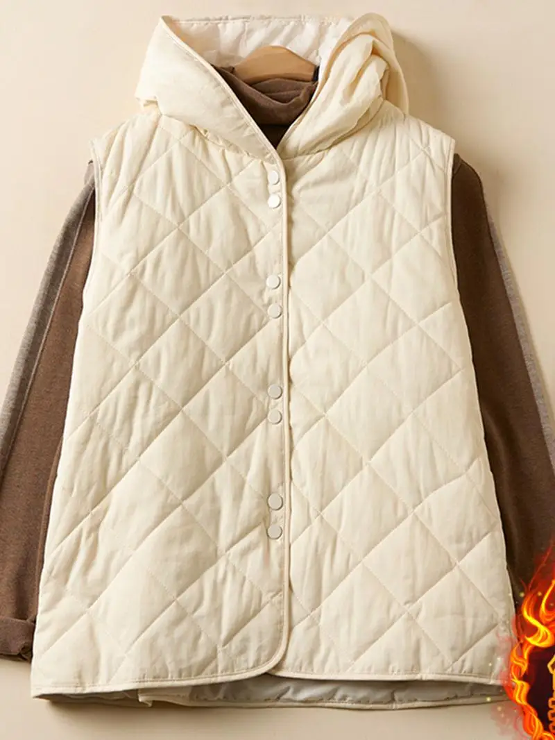 

Повседневный свободный женский жилет-пальто с капюшоном, без рукавов, с наплечниками, женский топ для зимы, для повседневной носки, с эффектом «груша»...