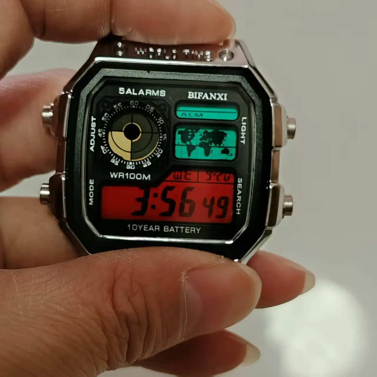 작은 사각형 BIFANXI AE1200 호환, 수정 금속 스테인레스 스틸 케이스, 시계 케이스 액세서리