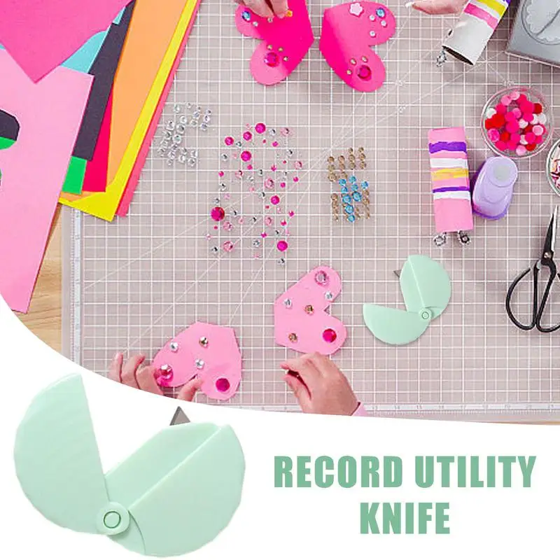 Mini cuchillo utilitario retráctil portátil, cuchillo pequeño de bolsillo, lindo, en forma de disco, arte para estudiantes, artesanía