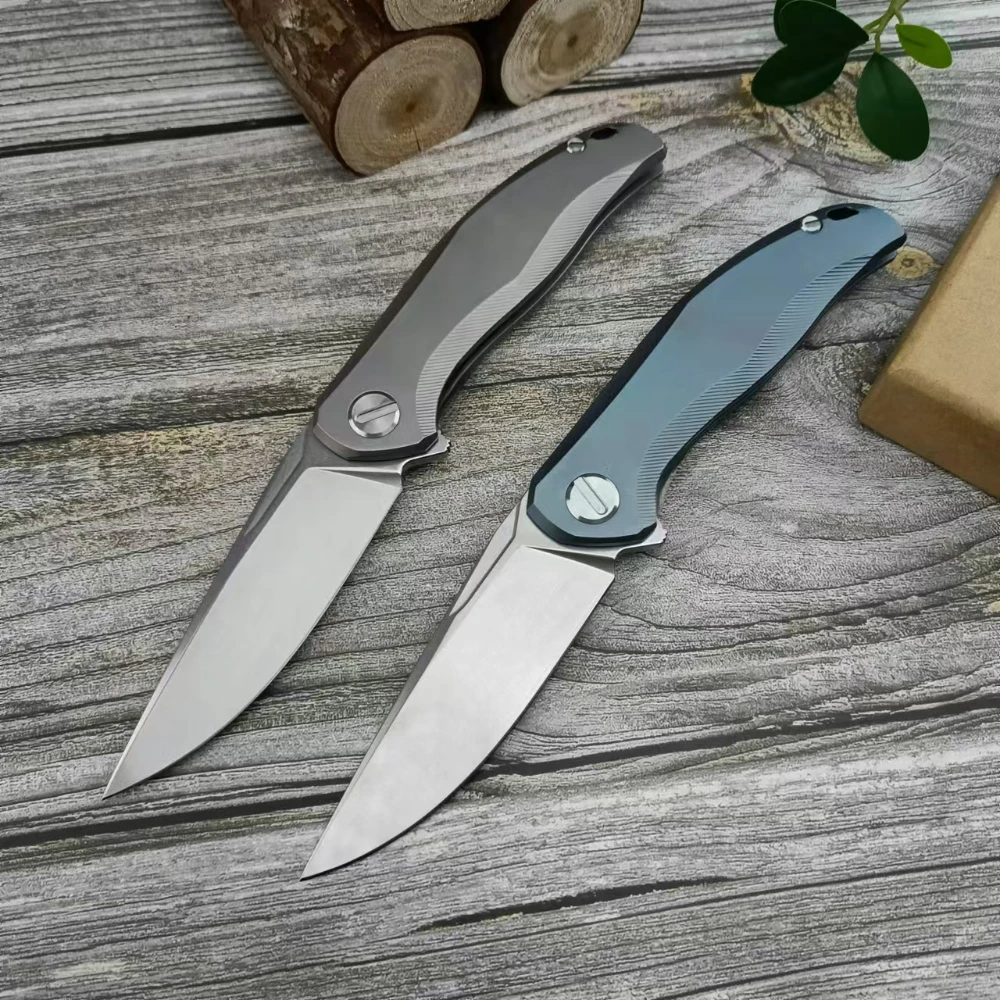 Shirogorov Star Multi-purpose EDC Pocket Knife, High Quality TC4 Titanium Alloy Handle, D2 Blade Survival Hunting Folding Knife