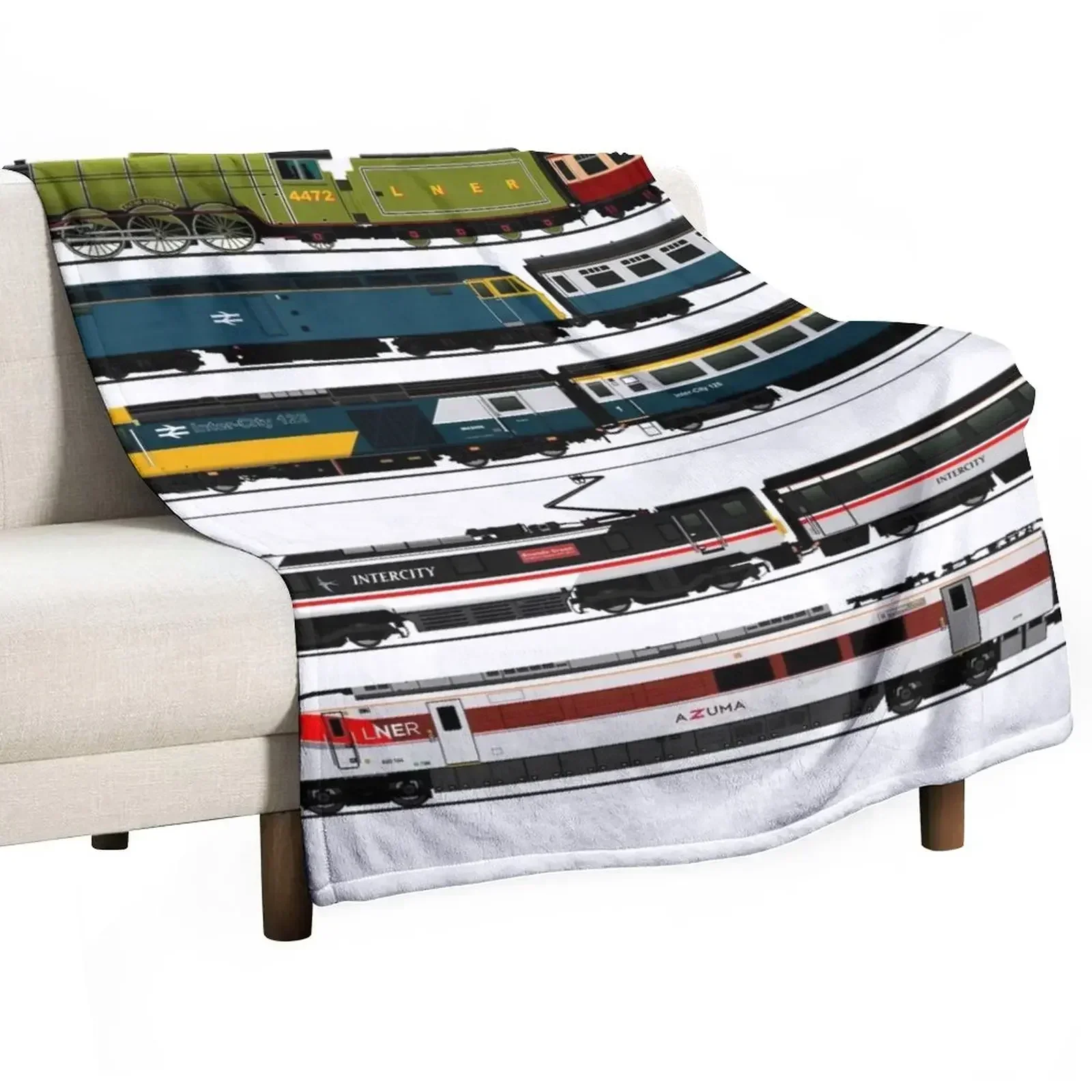 

British Locomotives Throw Blanket Kid'S Luxury Blankets