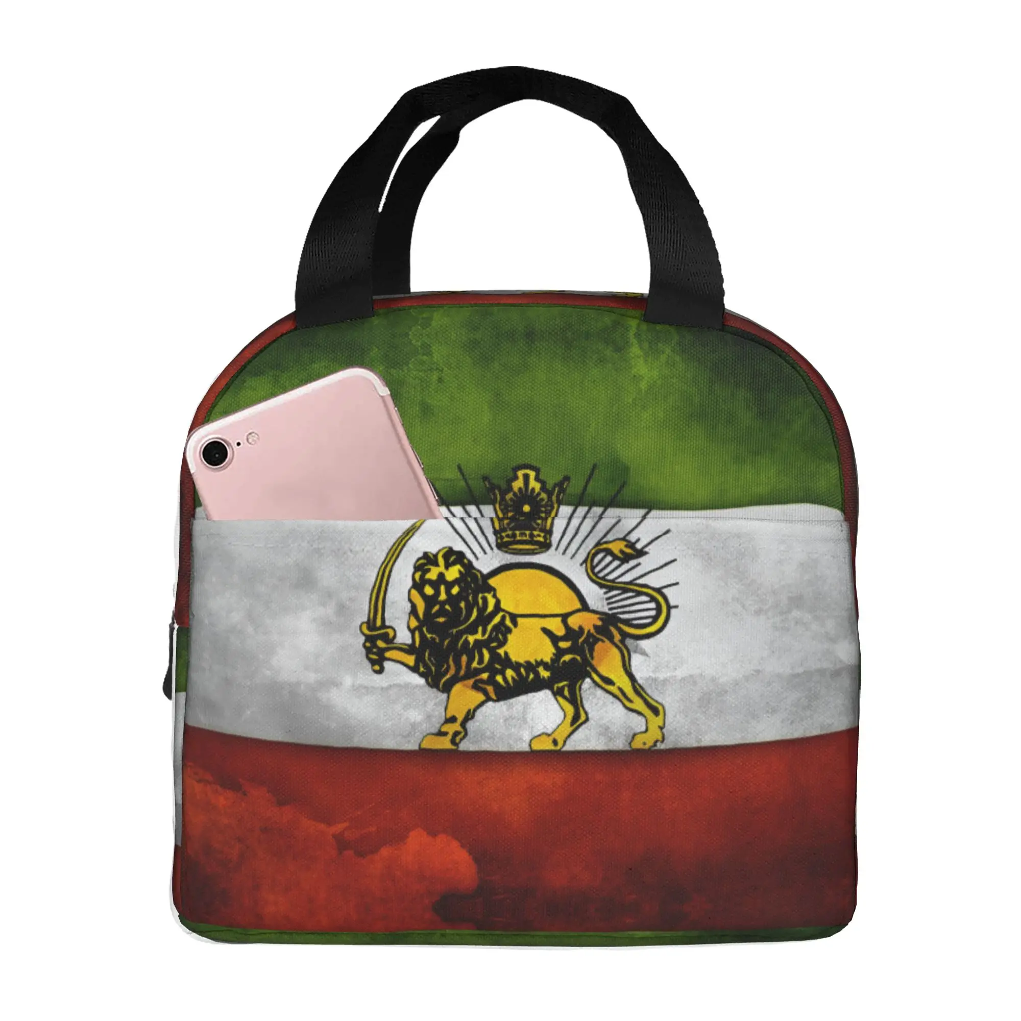 

Custom I-Iran Insulated Lunch Bag for Women Men Resuable Flag Cooler Thermal Bento Box Office Work School