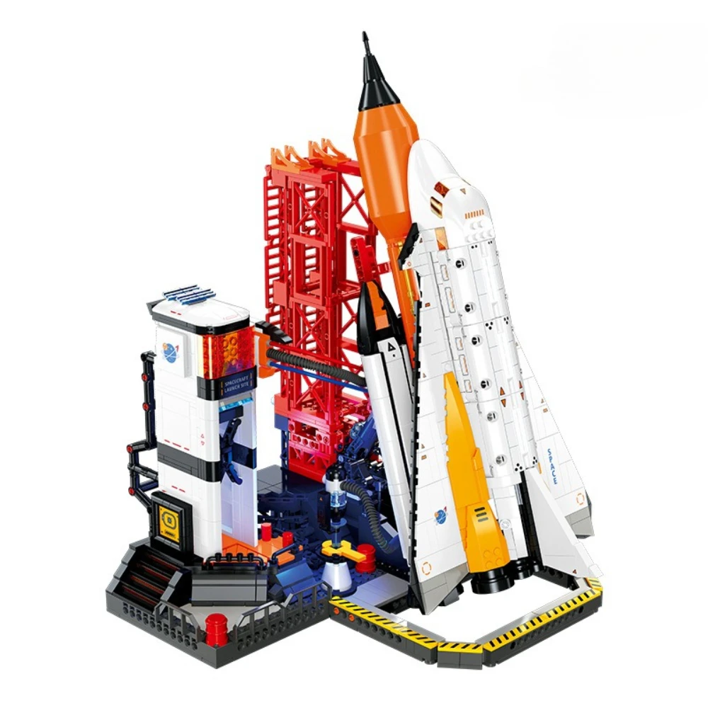 MOC Universe Space X Rocket Launch Base Building Blocks Set With Light Explore Vehicle Toys For Children Birthday Holiday Gifts