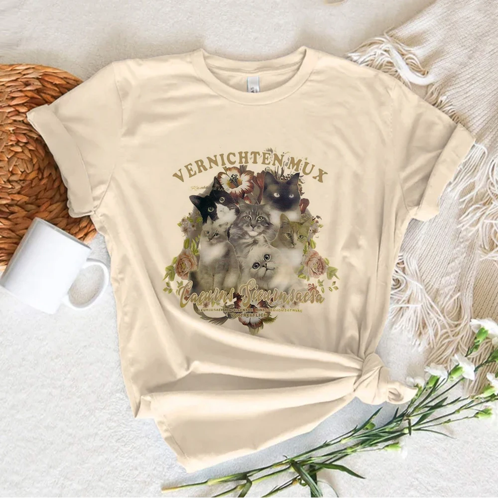 Kitten Cat Neko t-shirts women anime manga top girl anime designer clothing