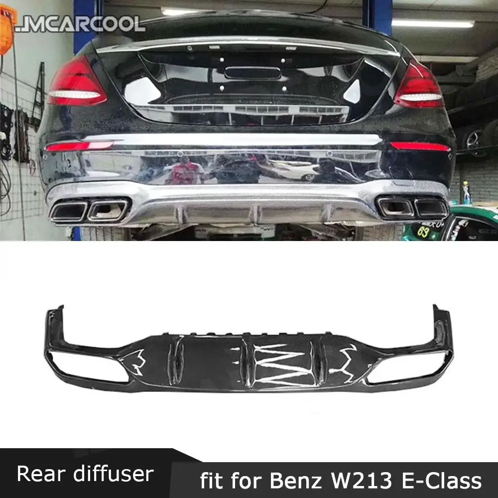 

Carbon Fiber Rear Bumper Diffuser Exhaust with Tail Throat for Benz E Class W213 E250 E350 E400 E43 E63 AMG L Style 2017-2019