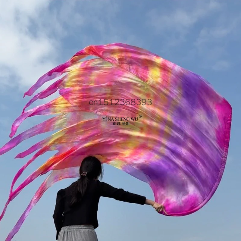 Real Silk Prophetic Praise Dance Performance Flag 3 Layer Tail Rectangle Worship Streamer Church Ministry Swallow Flag