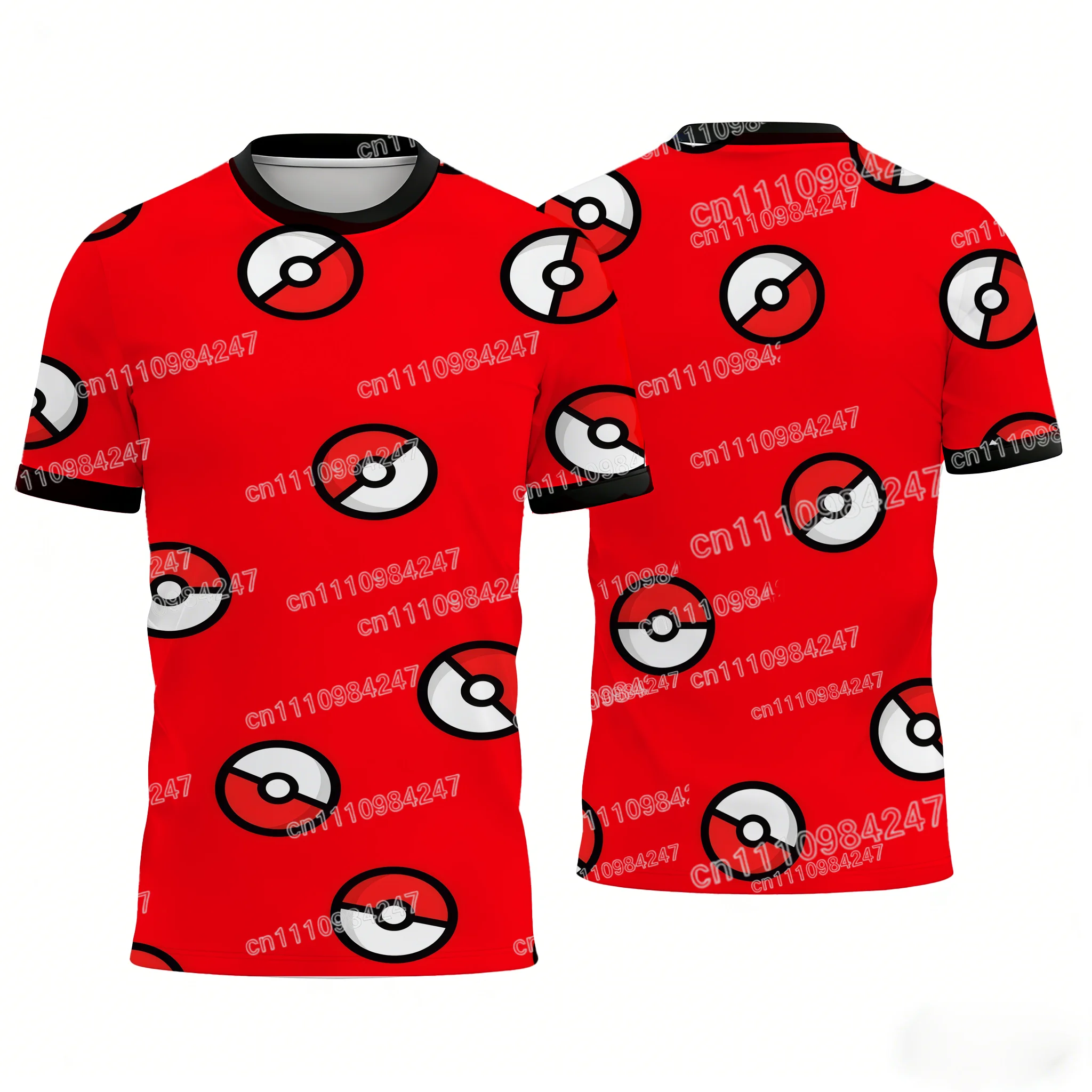 2026 New Pokeball 3D Print T-shirt Unisex Casual Short Sleeve Tee Family Matching Parent-child Outfit Summer Fashion Classic Top