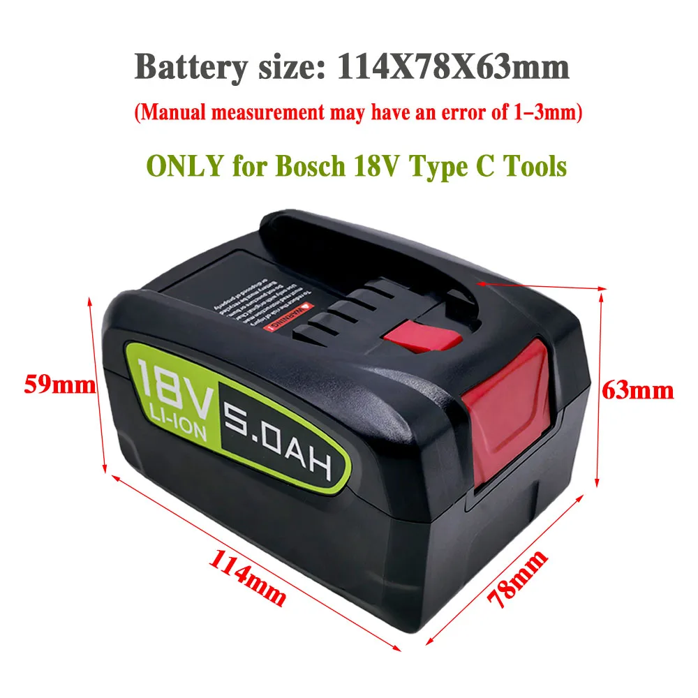 18V 5.0Ah Li-ion Battery for Bosch PBA PSB PSR Tools – Compatible with AL1880CV AL18815CV, Home & Garden