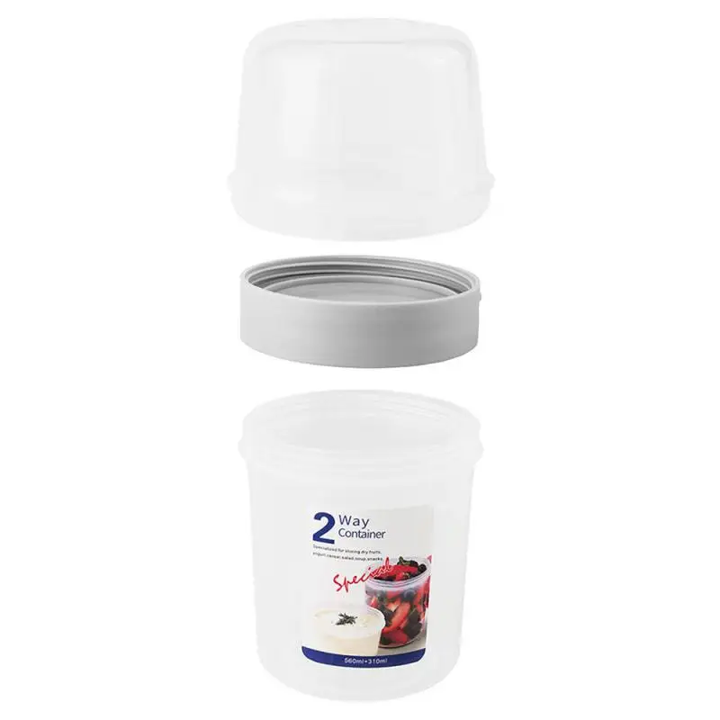 Breakfast Oatmeal Cereal Nut Yogurt Salad Cup Seal Container Set with Fork Sauce Cup Lid Bento Tuppers Food Taper Bowl Lunch Box