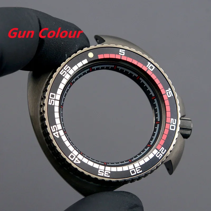 Turtle Abalone Dive Watch Case Gun Colour Fit Japan NH34 NH35 NH36A Movement Design SKX6105 6309 Watch Parts Repair