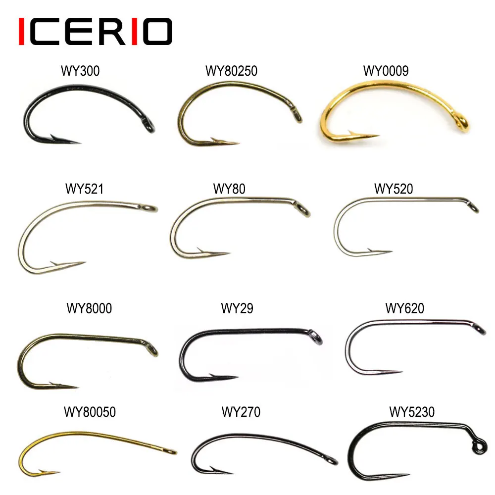 ICERIO 100PCS Klassische Barb & Widerhaken Angeln Fly Haken Trocken Fliegen Wet Fly Jig Nymph Garnelen Nymph Caddis Streamer fliegen Binden Haken