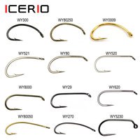 ICERIO 100PCS Classic Barb & Barbless Fishing Fly Hook Dry Fly Wet Fly Jig Nymph Shrimps Nymph Caddis Streamer Fly Tying Hook