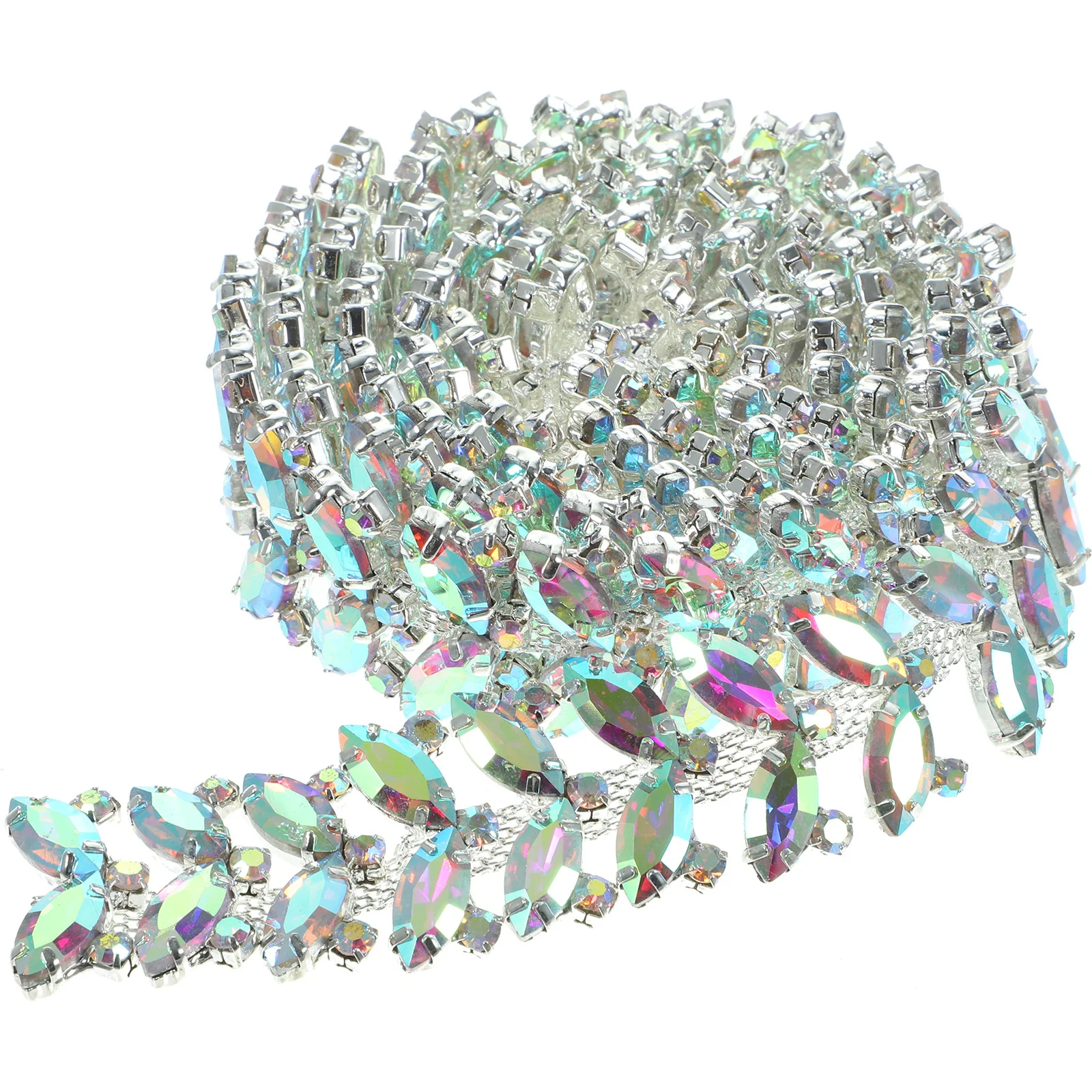 

Rhinestone Flower Chain Alloy Shiny Garment Charm For Diy Dress Shoes Wedding Sash Belt Bridal Decorative Applique Craft