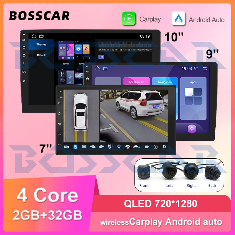 

7"9"10" Android 13 Universal vehicle-mounted screen Wireless Carplay Auto Car Radio Multimedia GPS Autoradio 360-degree camera