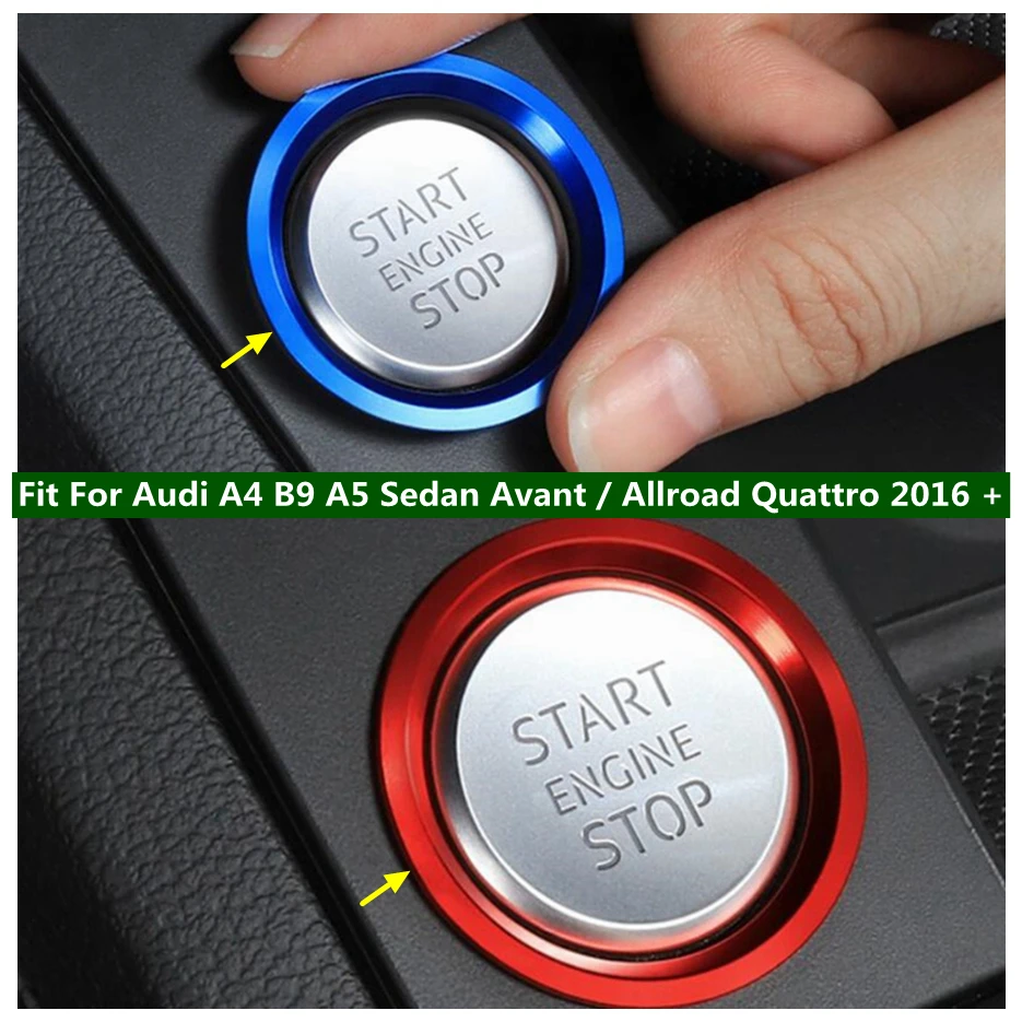 

Start Stop Engine Push Button Decor Ring Cover Trim For Audi A4 B9 A5 Sedan Avant / Allroad Quattro 2016 - 2020 Car Accessories