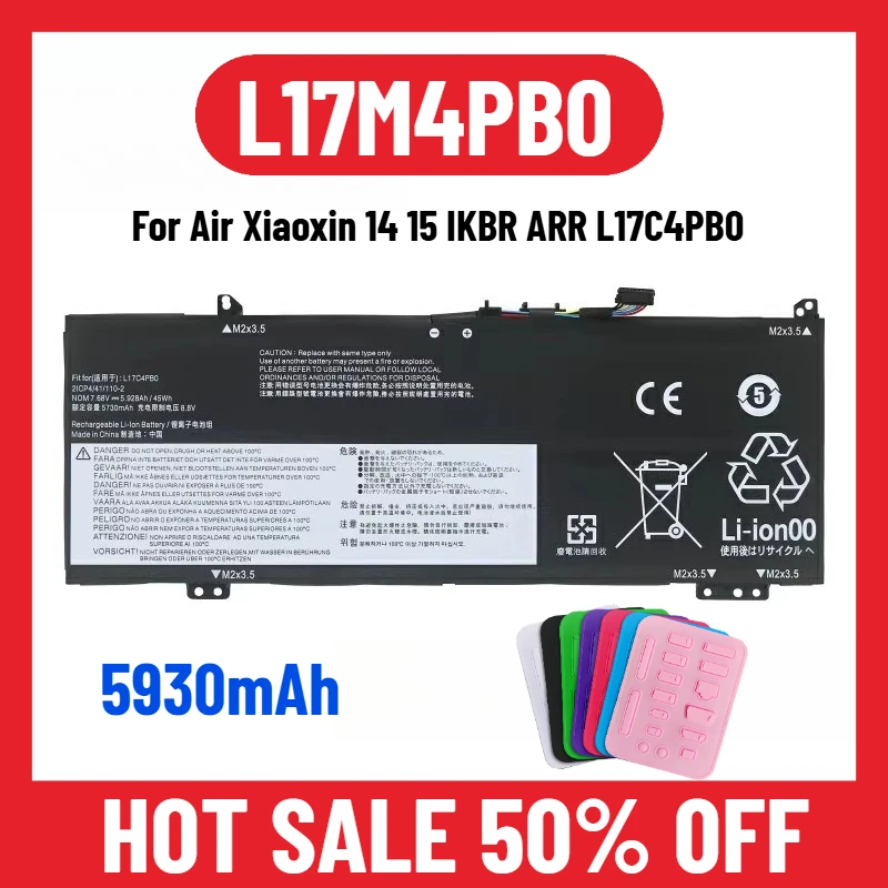 

5930 мАч для Air Xiaoxin 14 15 IKBR ARR L17C4PB0 L17M4PB0 Аккумулятор для ноутбуков